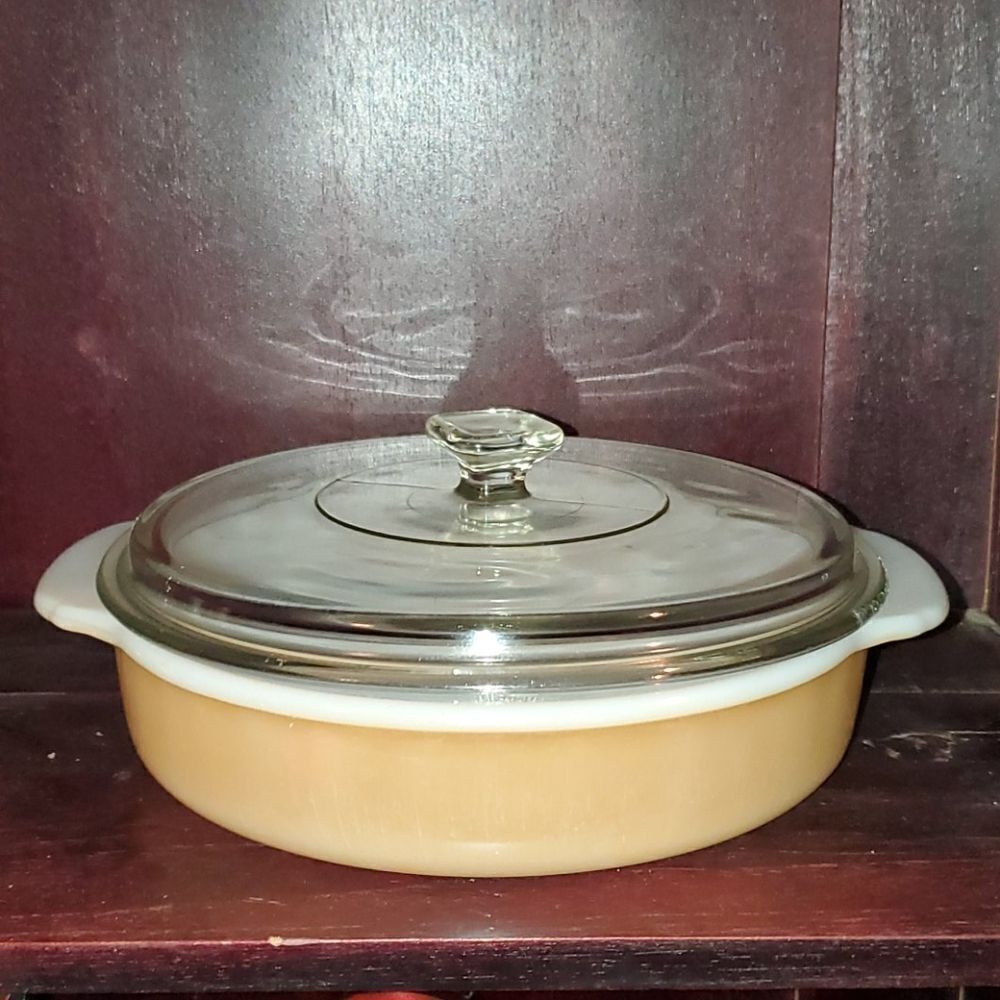 Vintage Fire King Baking Dish with Lid 8"